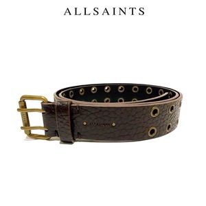 ALL SAINTS 38MM Brown Grain Leather Eye Belt NWT